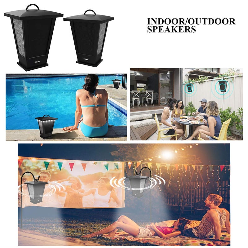 pohopa Bluetooth Speakers Waterproof, 2 Packs True Wireless Stereo Sound 20W Dual Pairing Lantern Outdoor Speakers with 20 Piece Sound Responsive LED Color Lights, Richer Bass, Black - Image 4